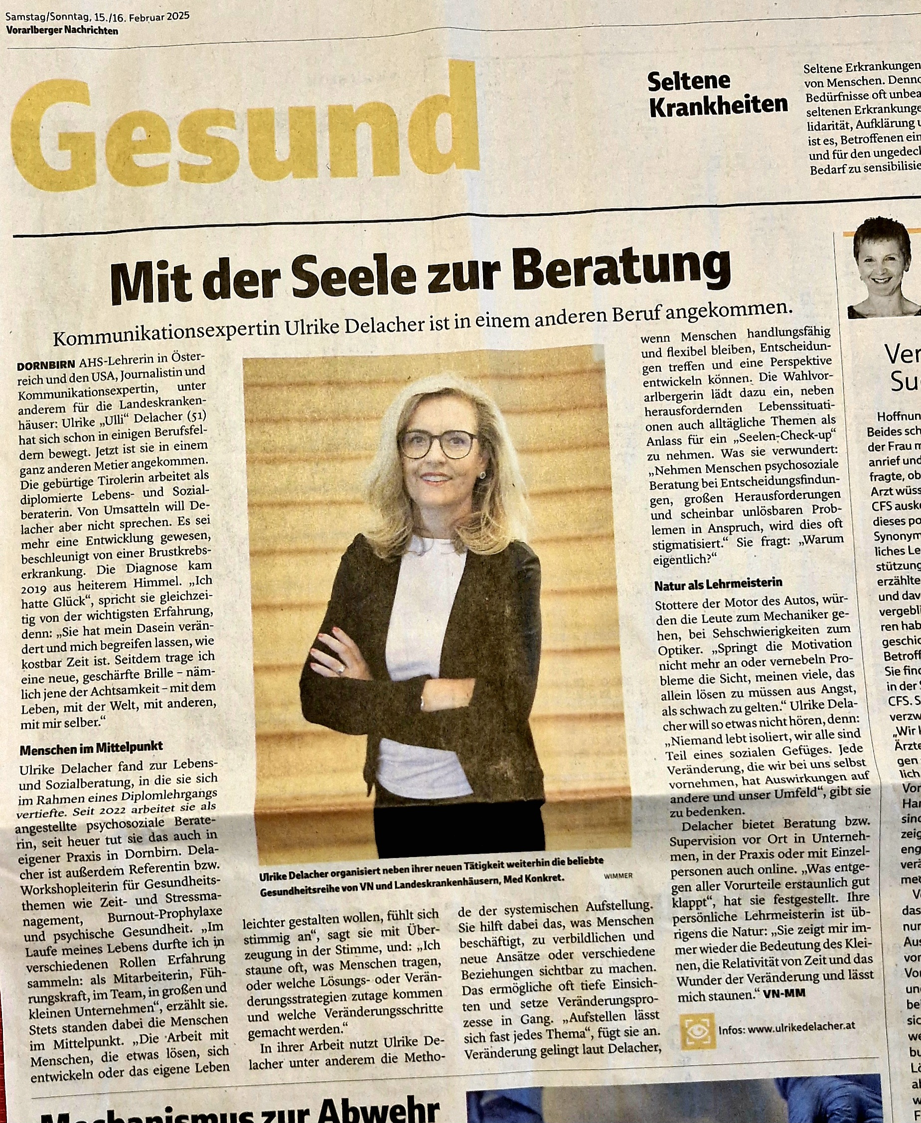 Vorarlberger Nachrichten: Mit der Seele zur Beratung